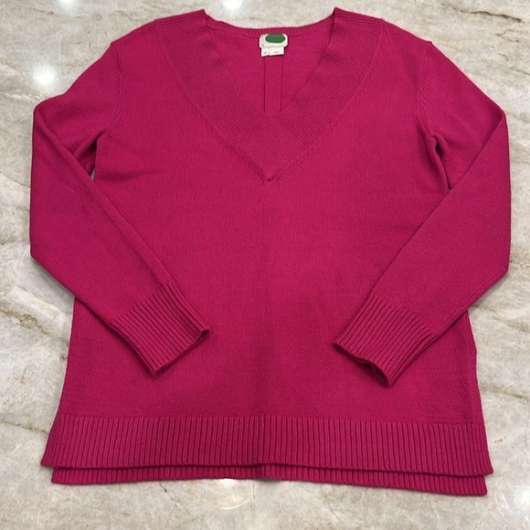 Anthropologie | V Neck Sweater | Hot Pink | XS - Picture 4 of 9